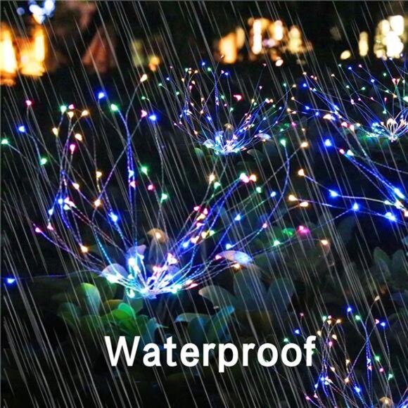 Solar Firework Lights Fairy Garden Decor 2 Pack, Waterproof LED Sparkler Lights - Picture 4 of 7